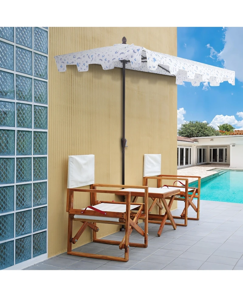 Jonathan Y 9ft Rectangular Half Market Patio Umbrella Crank, Wind Vent Uv Protection