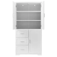 Streamdale Tall White Storage Cabinet with Drawers