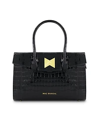 Gold Plated Hardware Crocodile Embossed Leather Tote Bag