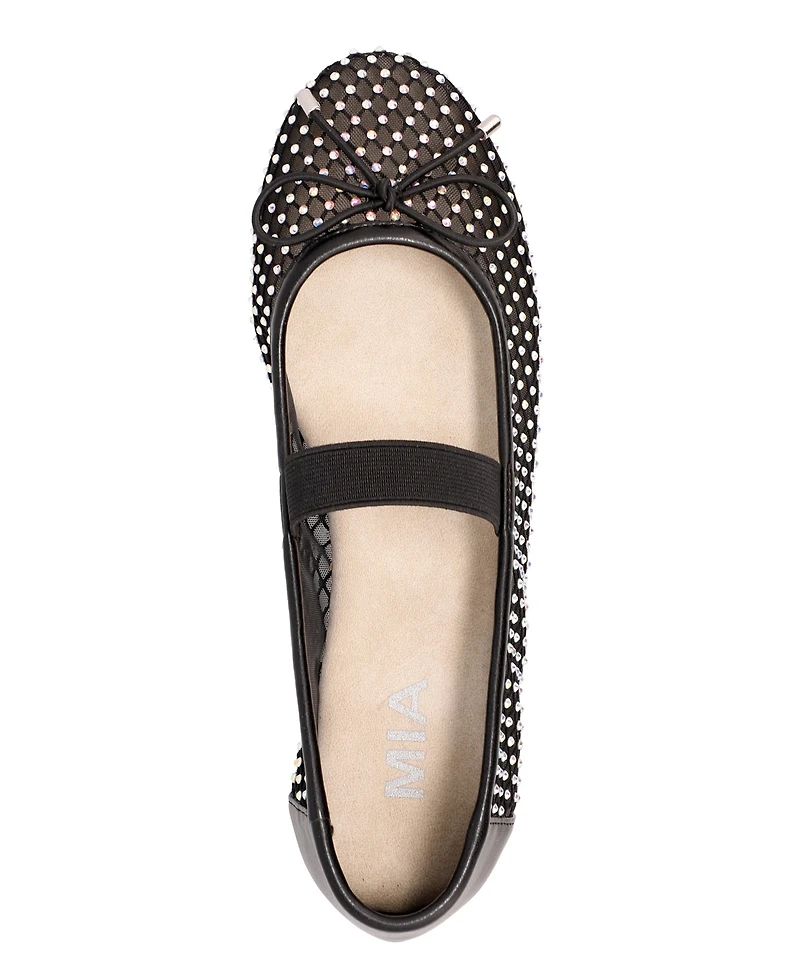 Mia Women's Unica Mary-Jane Rhinestone Mesh Flats