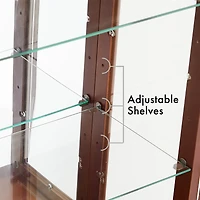 Lighted Cherry Curio Cabinet, Adjustable Shelves