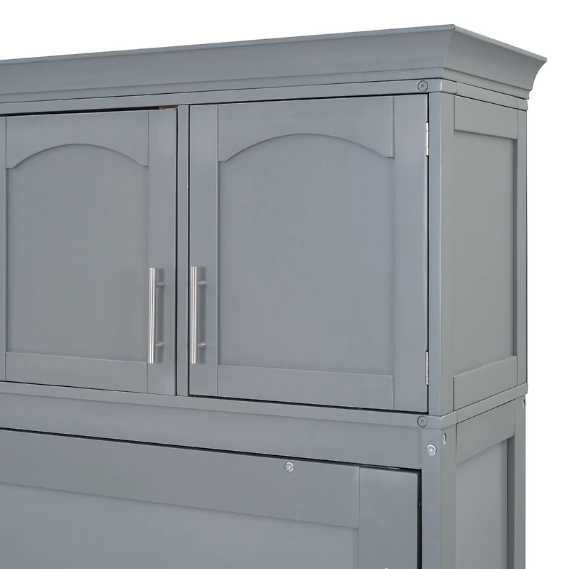 Streamdale Queen Murphy Bed Wall with Top Cabinets, Gray