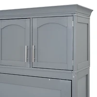 Streamdale Queen Murphy Bed Wall with Top Cabinets, Gray