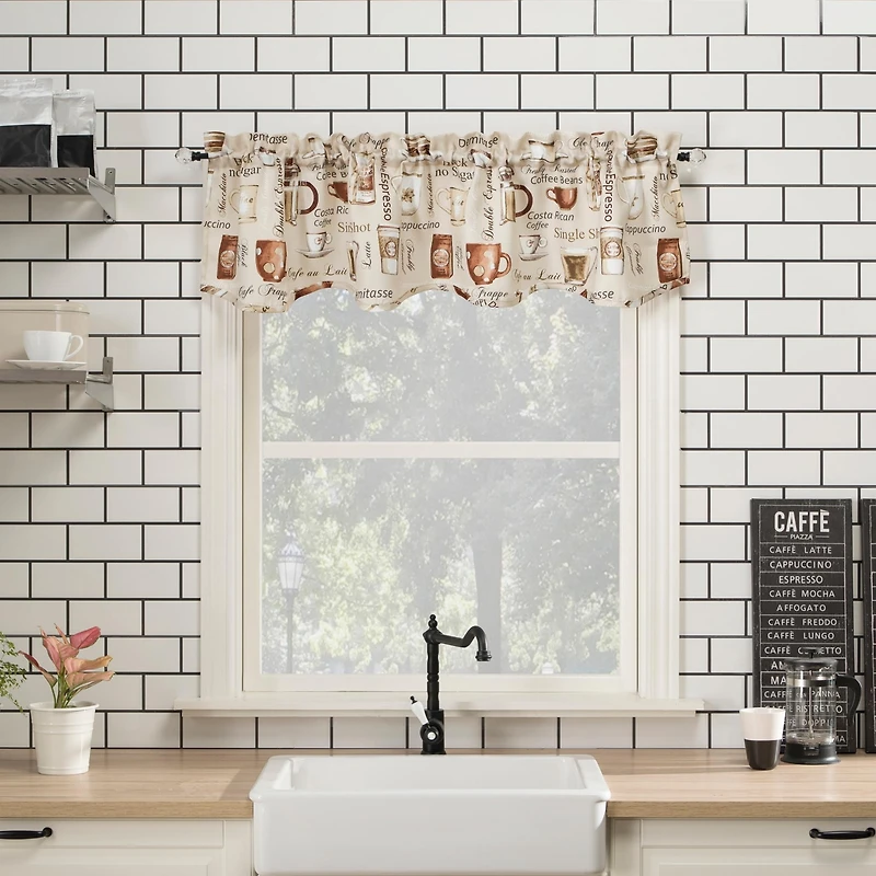 Bristol Coffee Shop Semi-Sheer Rod Pocket Kitchen Curtain Valance and Tiers Set