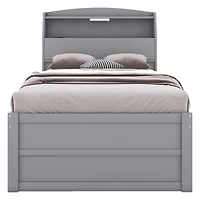 Streamdale Twin Wooden Led Platform Bed with Storage & Trundle