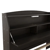 Streamdale Full-Size Led Bed with Trundle and Storage Headboard