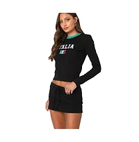 Edikted Womens Italy Long Sleeve T Shirt