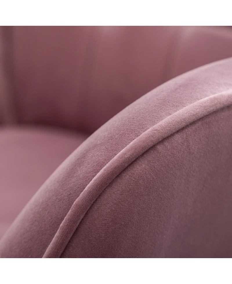 Simplie Fun Contemporary Silky Velvet Tufted Accent Chair with Ottoman, Mauve