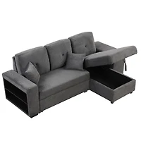Streamdale Sectional Sofa Bed with Storage Chaise and 2 Stools