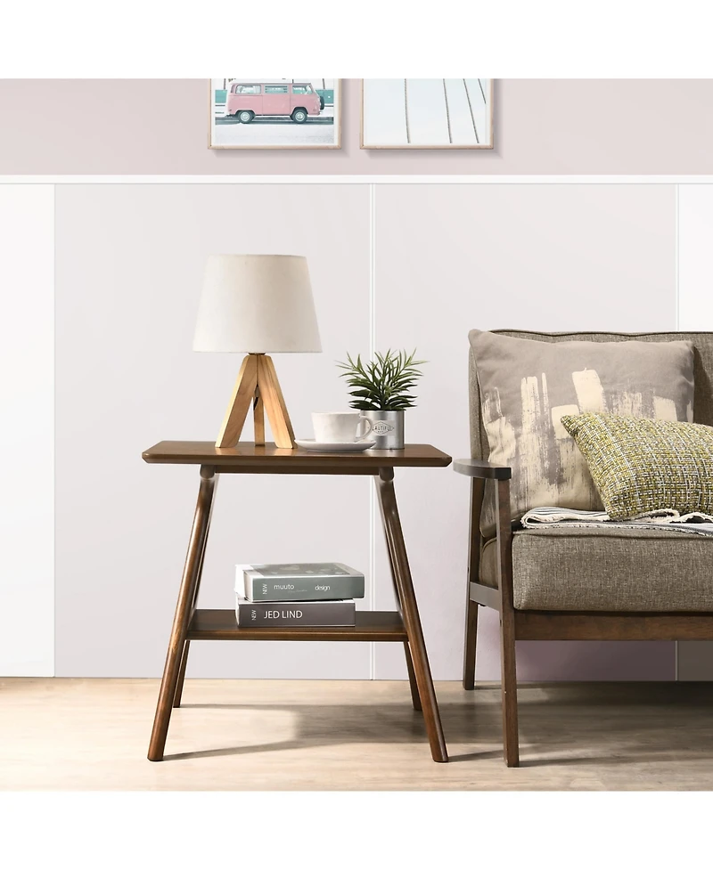 Streamdale Mid-Century Modern Wood End Table with Shelf