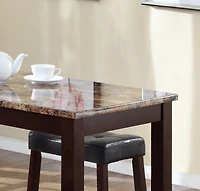 Streamdale Espresso Marble Breakfast Set with Stools