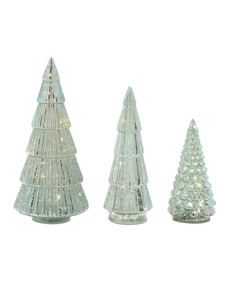 Slickblue Led Tree (Set of 3) 7.25"H, 9.5"H, 11.5"H Glass 3 Aa Batteries Not Included 6 Hr Timer