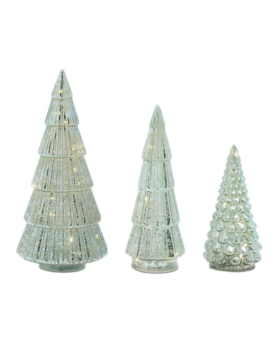 Slickblue Led Tree (Set of 3) 7.25"H, 9.5"H, 11.5"H Glass 3 Aa Batteries Not Included 6 Hr Timer