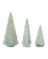 Slickblue Led Tree (Set of 3) 7.25"H, 9.5"H, 11.5"H Glass 3 Aa Batteries Not Included 6 Hr Timer