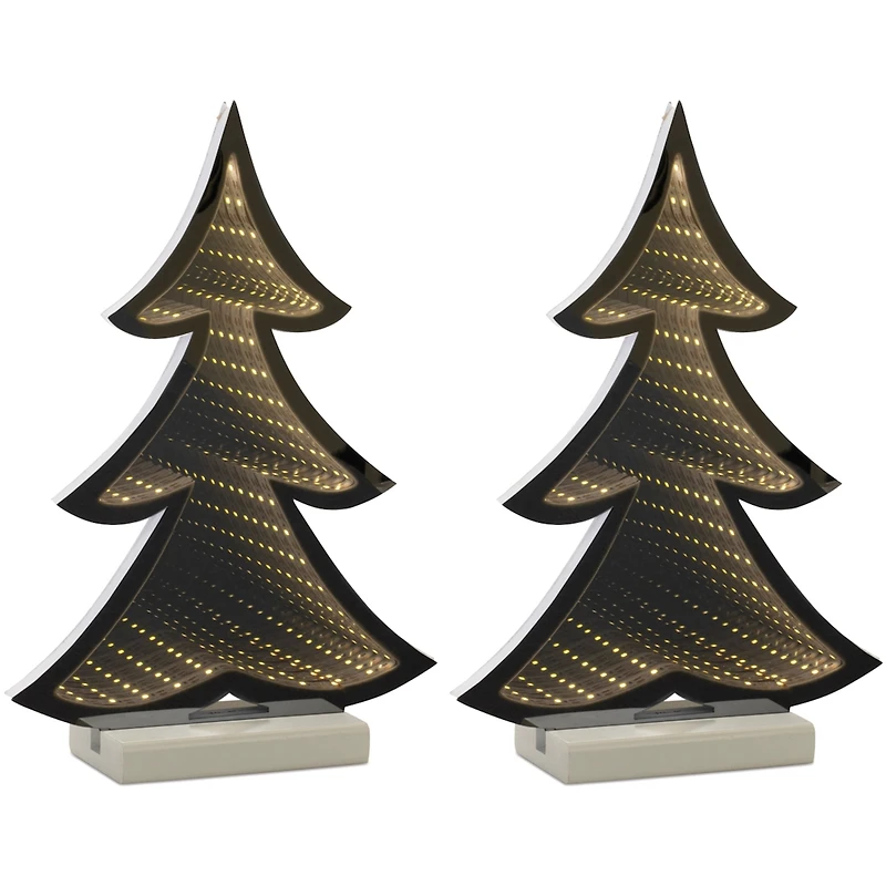Slickblue Tree Infinity Light (Set of 2) 12.5"H Acrylic 3 Aa Batteries Not Included or Ul Cord Included