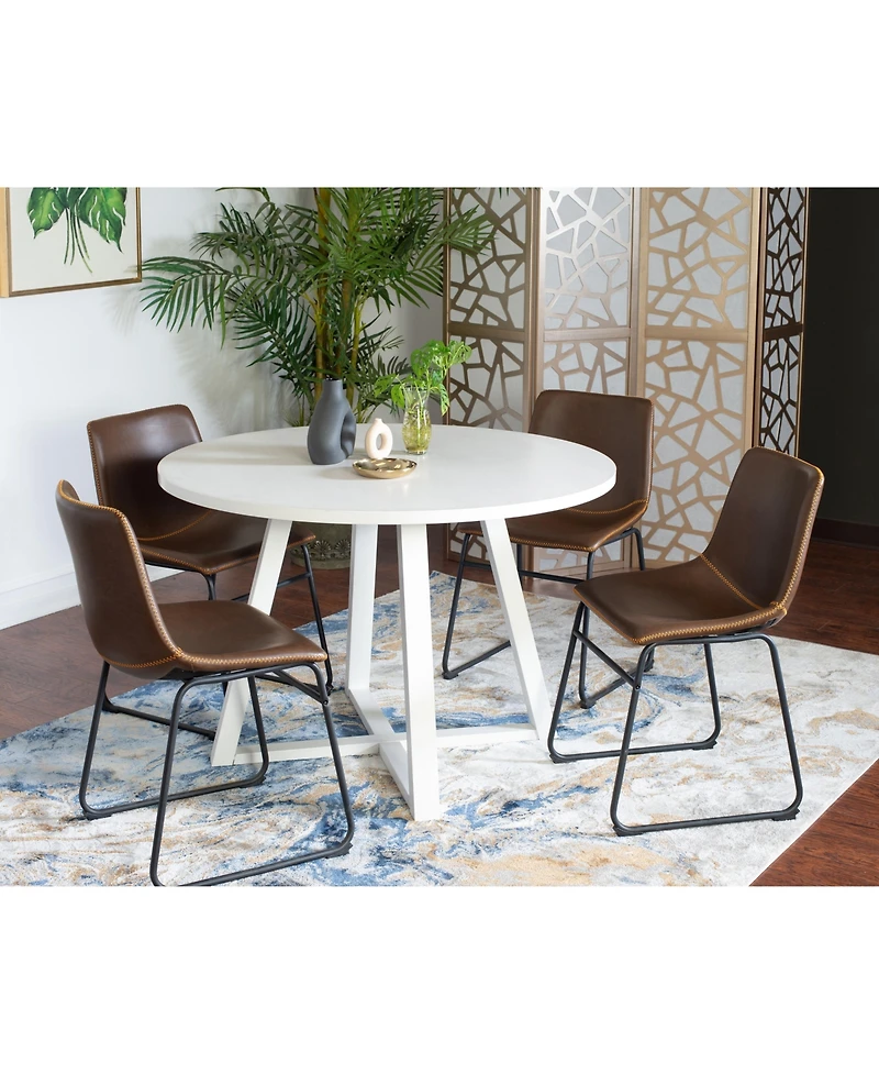 Streamdale Furniture 5-Piece Round Dining Set, Trestle Dining Table with 4 Stylish Chairs