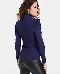 I.n.c. International Concepts Women's Mock-Neck Puff-Sleeve Top, Created for Macy's