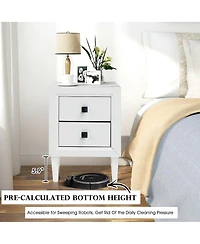 Sugift 2 Pieces Multipurpose Retro Nightstand Set with 2 Drawers