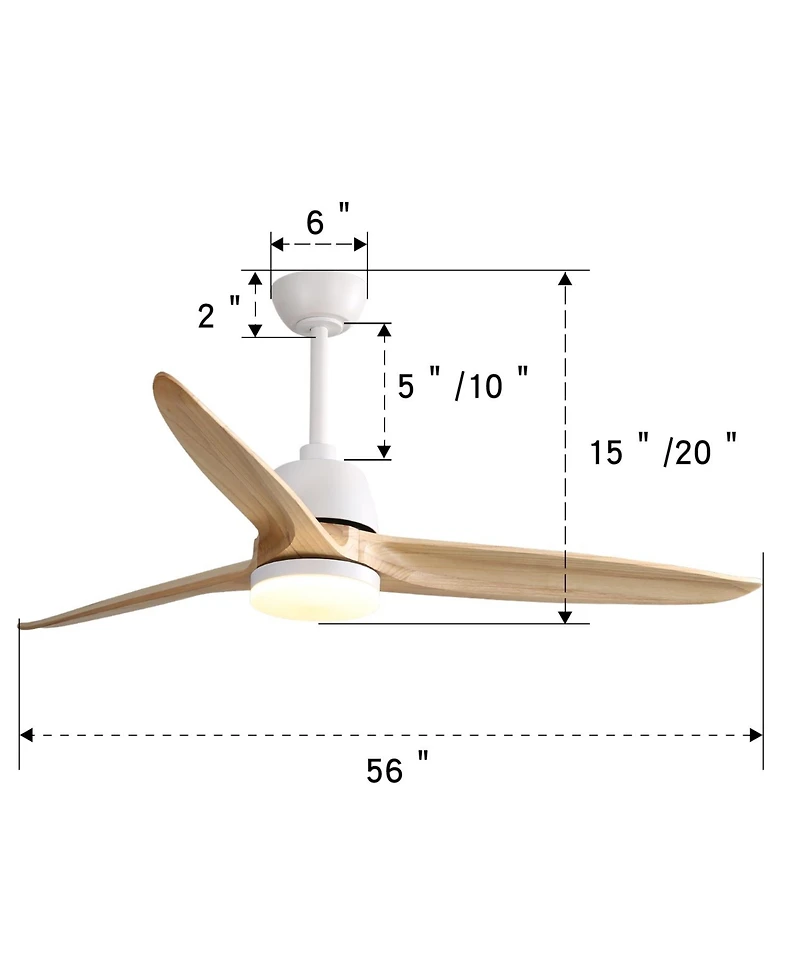 Sofucor 56" Propeller Ceiling Fan With Light and Remote Control