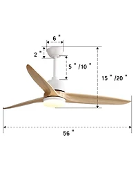 Sofucor 56" Propeller Ceiling Fan With Light and Remote Control