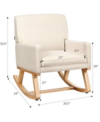 Gymax Mid Century Fabric Rocking Chair Upholstered Accent Armchair Lounge Chair Gray