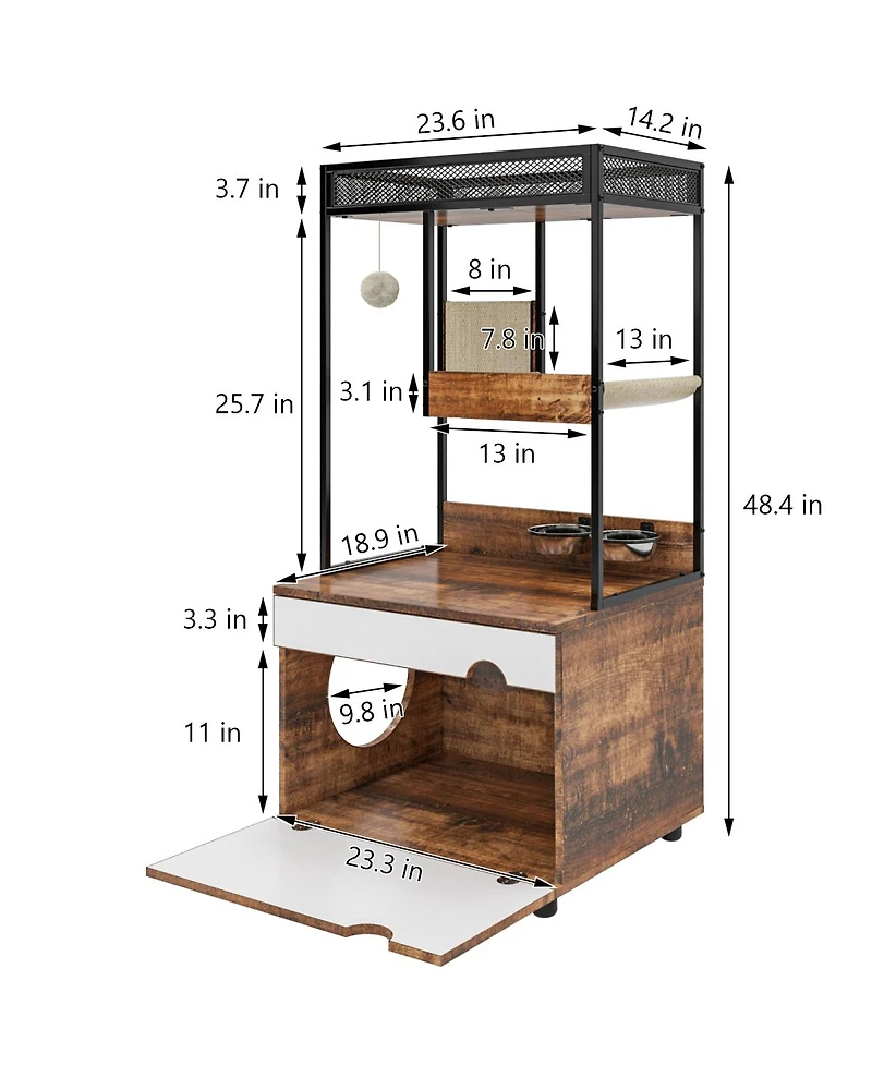 Streamdale Rustic Cat Furniture with Litter Box Enclosures