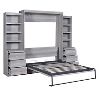 Streamdale Full Size Murphy Bed With Storage Shelves And Drawers