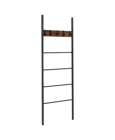 Sugift Wall-Leaning Decorative Blanket Holder with 5 Removable Hooks