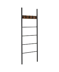 Sugift Wall-Leaning Decorative Blanket Holder with 5 Removable Hooks