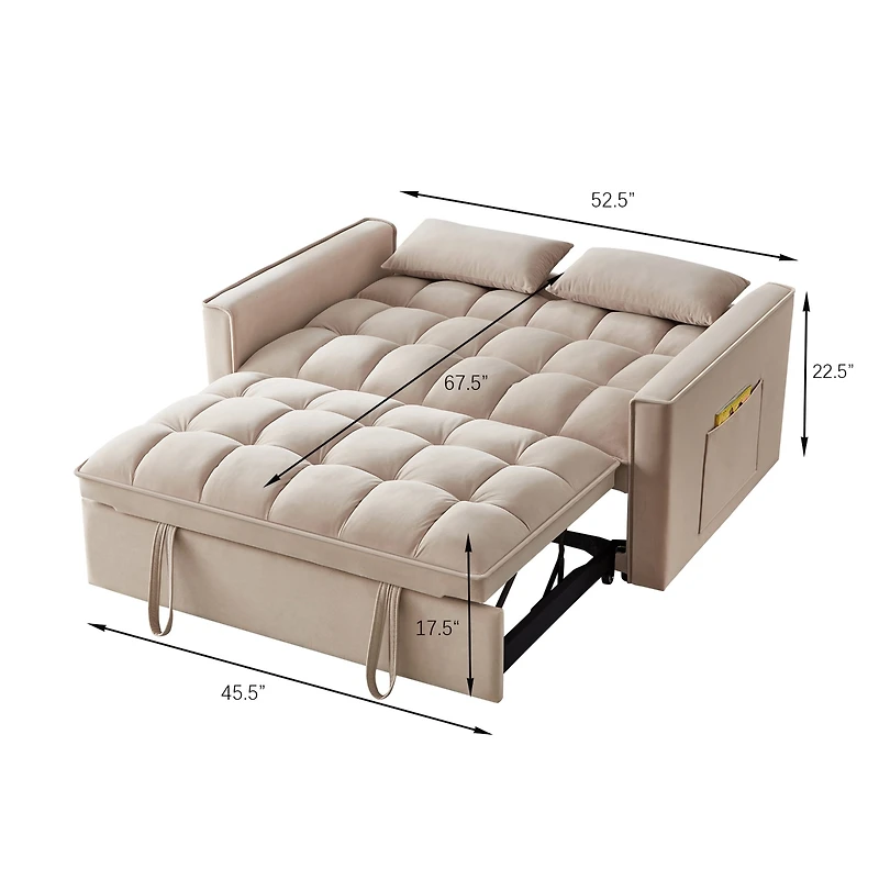 Streamdale Furniture 4-in-1 Versatile Loveseat Sofa & Bed with Storage and Armrests