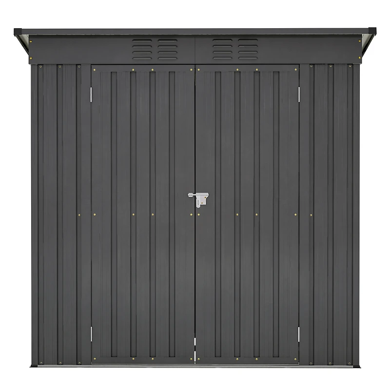 Sturdy and Tall 72" x 48" x 68" Black Shed with Double Hinged Door