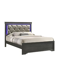 Streamdale Furniture Modern Brooklyn Full Size Led Bed Made With Wood In Gray