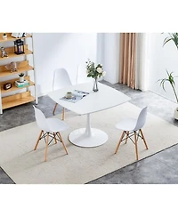 Streamdale 42.1" Mid-Century White Dining Table for 4-6, Round Mdf Top