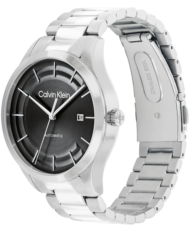 Calvin Klein Unisex Iconic Automatic Silver Stainless Steel Bracelet Watch 40mm