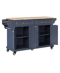 Streamdale Cambridge Natural Wood Top Kitchen Island with Storage