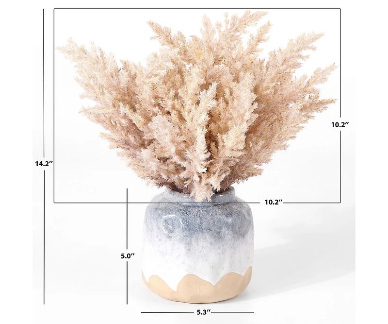 Faux 14 Inch Potted Broom Corn Plant