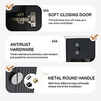 Wall-Mounted Vanity | Dual-Door with 3D Wave | Ceramic Sink | Soft-Close | Metallic