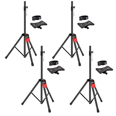 5 Core Speaker Stand Black 4 pieces Tripod Tall Adjustable Up to 72 Inch Dj Studio Monitor Stands Pole Mount