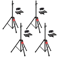 5 Core Speaker Stand Black 4 pieces Tripod Tall Adjustable Up to 72 Inch Dj Studio Monitor Stands Pole Mount
