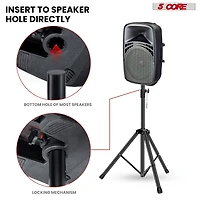 5 Core Speaker Stand Black 4 pieces Tripod Tall Adjustable Up to 72 Inch Dj Studio Monitor Stands Pole Mount