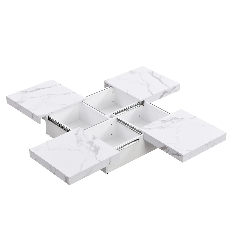 Streamdale Marble Veneer Sliding Top Coffee Table in Walnut