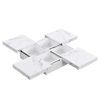 Streamdale Marble Veneer Sliding Top Coffee Table in Walnut