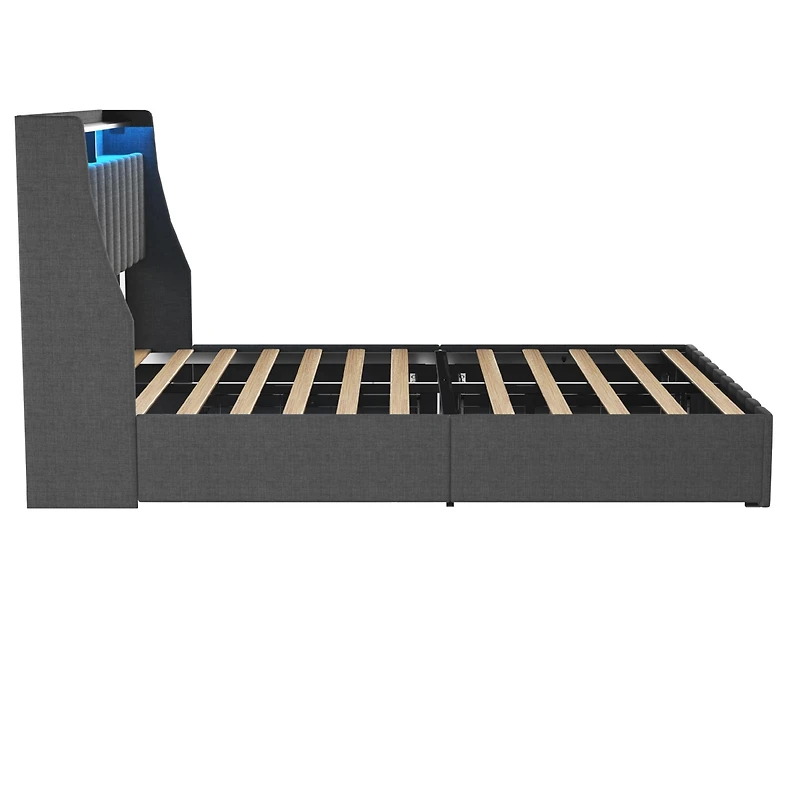 Streamdale Full Size Bed Frame with Led and Storage Drawers