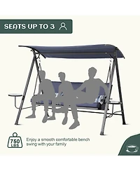 Streamdale Furniture Steel 3-Seater Swing Porch Swing With Canopy