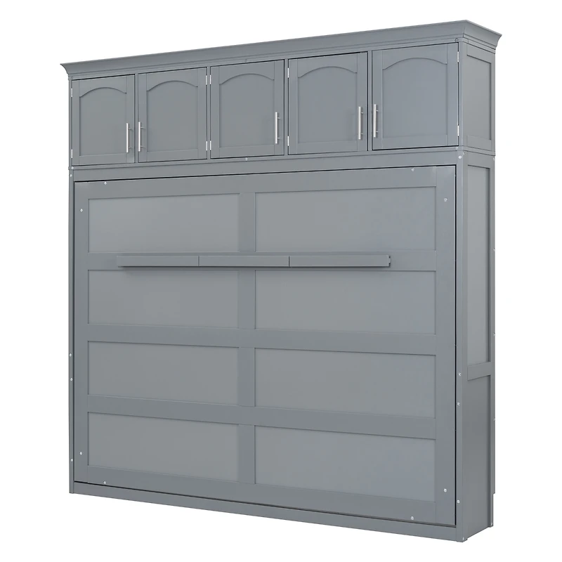 Streamdale Full Murphy Bed Wall with Top Cabinets, Gray