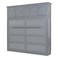 Streamdale Full Murphy Bed Wall with Top Cabinets, Gray