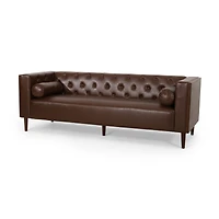 Streamdale Furniture Contemporary Tufted 3-Seater Sofa With Wood Accents