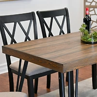 Streamdale Furniture 5-Piece Dining Set, Hairpin Dining Table with 4 Cross-back Chairs, Rich Black