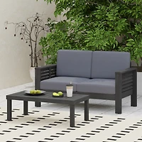 Streamdale Acacia Wood Outdoor Loveseat And Coffee Table Set With Cushions