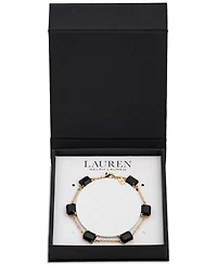 Lauren Ralph Lauren Gold-Tone Square Stone & Fine Chain Link Bracelet